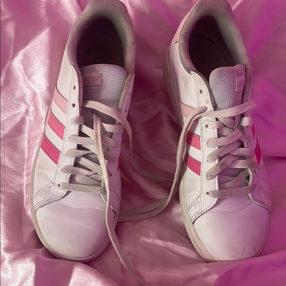 Adidas White and Pink Classic Sneakers